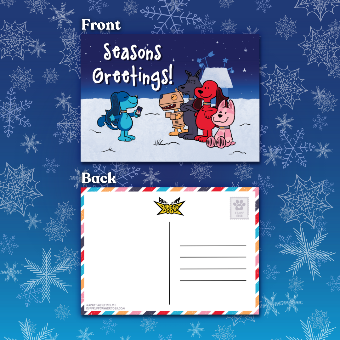 Ruff Ruff Seasons Greetings Postcard