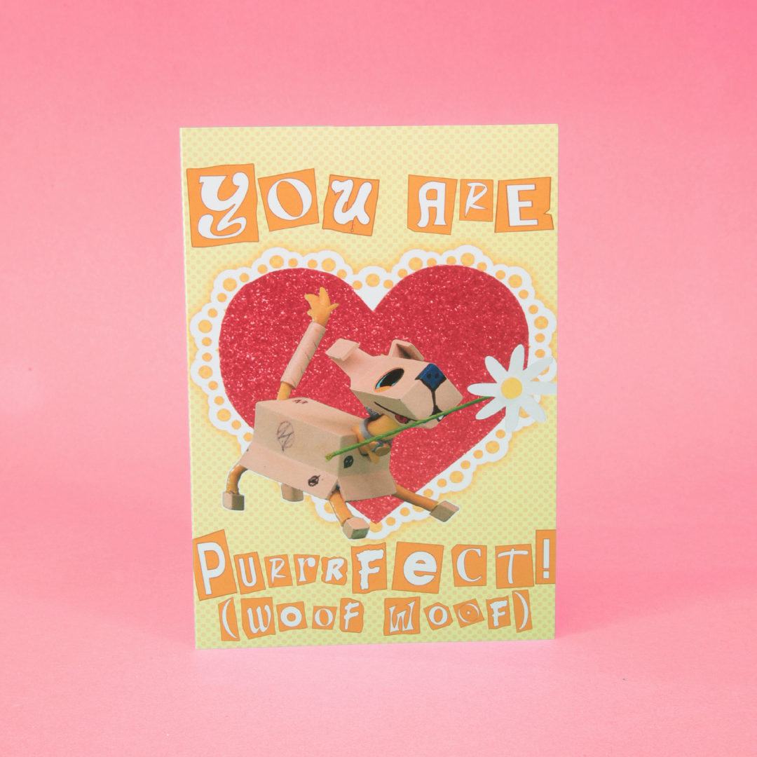 Ruff Ruff Yellow Valentine's Day Card